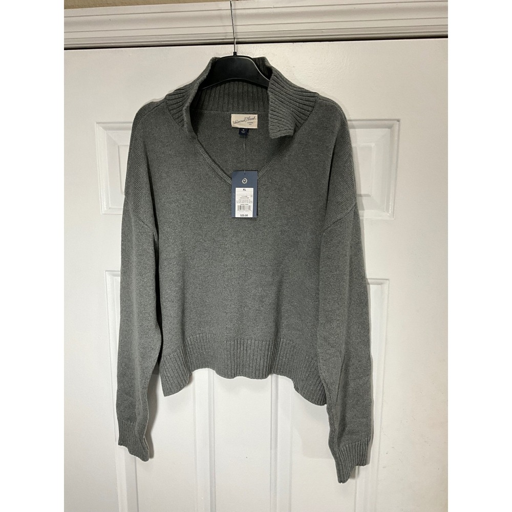 Universal Thread Womens Charcoal Gray Split Collar V-Neck Sweater XL NWT